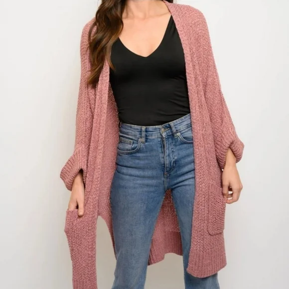 Lightweight pink knit sweatercardigan - Picture 5 of 5